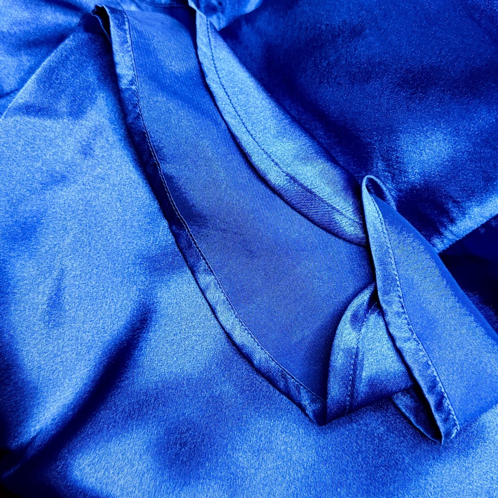 Victoria’s Secret Satin Button Down Blue Medium NWT  Gold Label - Picture 8 of 10
